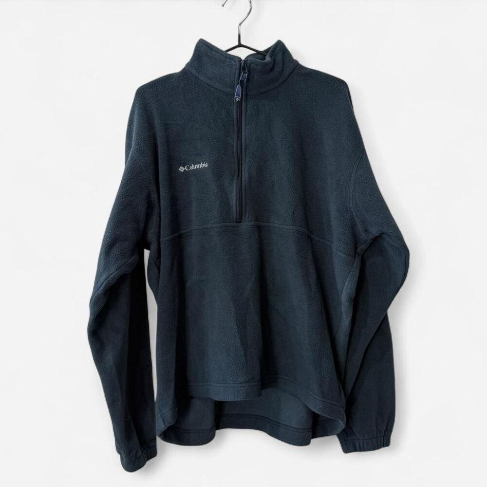 Columbia Sportswear navy blue fleece quarter zip golf preppy L